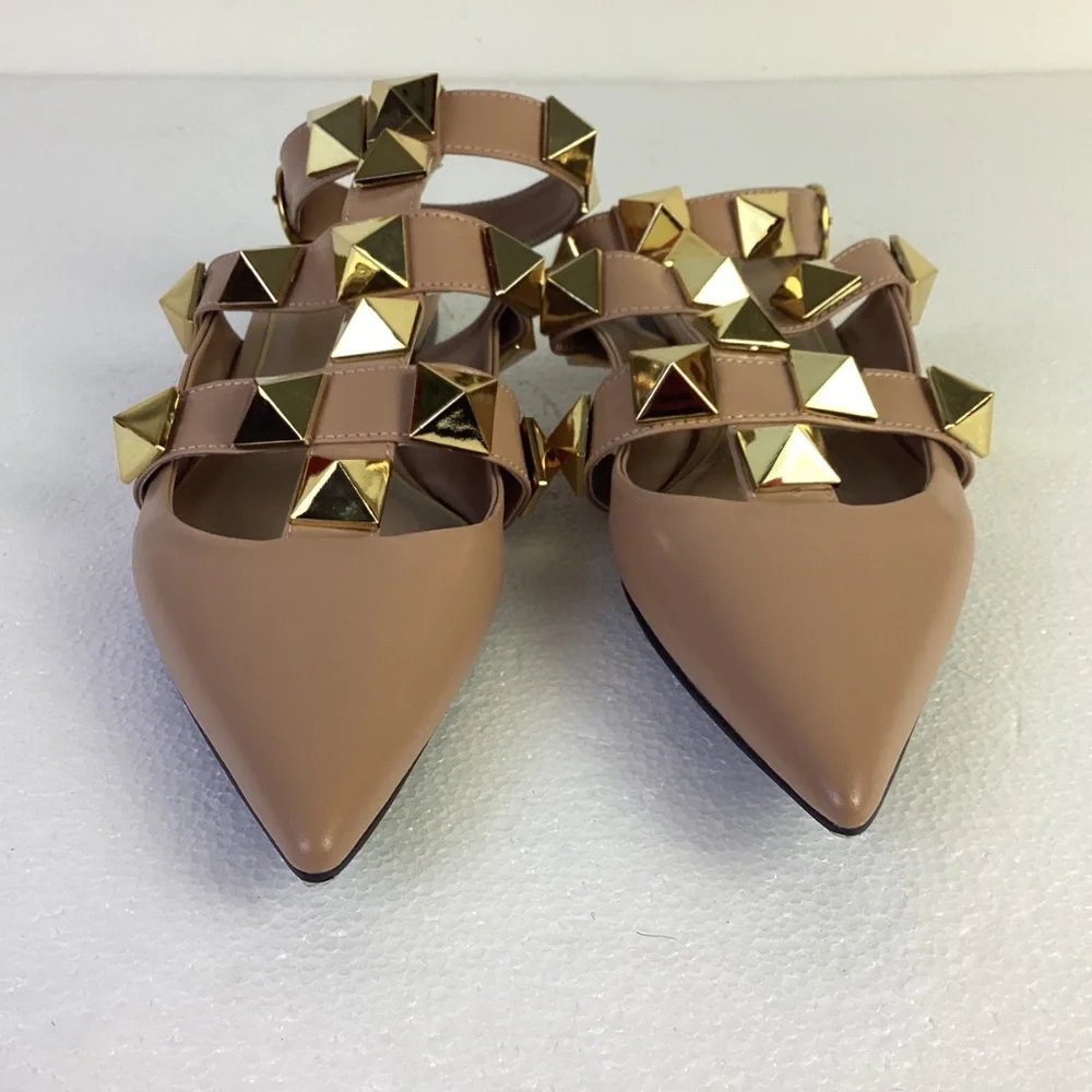 Valentino Garavani New Roman stud Rose Gold Gladiator Point toe Sandals Sz 37 - Picture 6 of 9